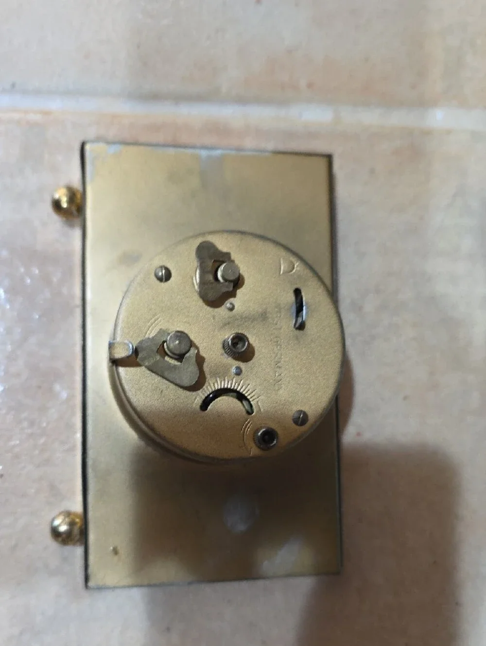 Landau Mid Century Modern Gold-tone Rectangular Alarm Clock